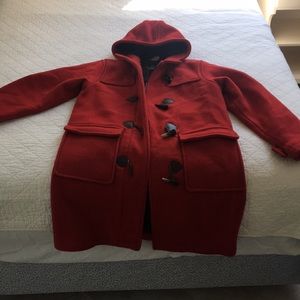 Red Barbour wool jacket